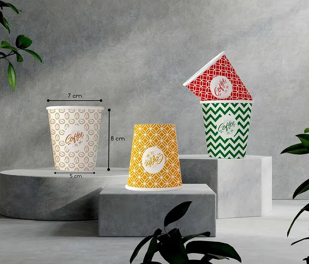 Copos de papel descartáveis biodegradáveis para bebidas quentes e frias