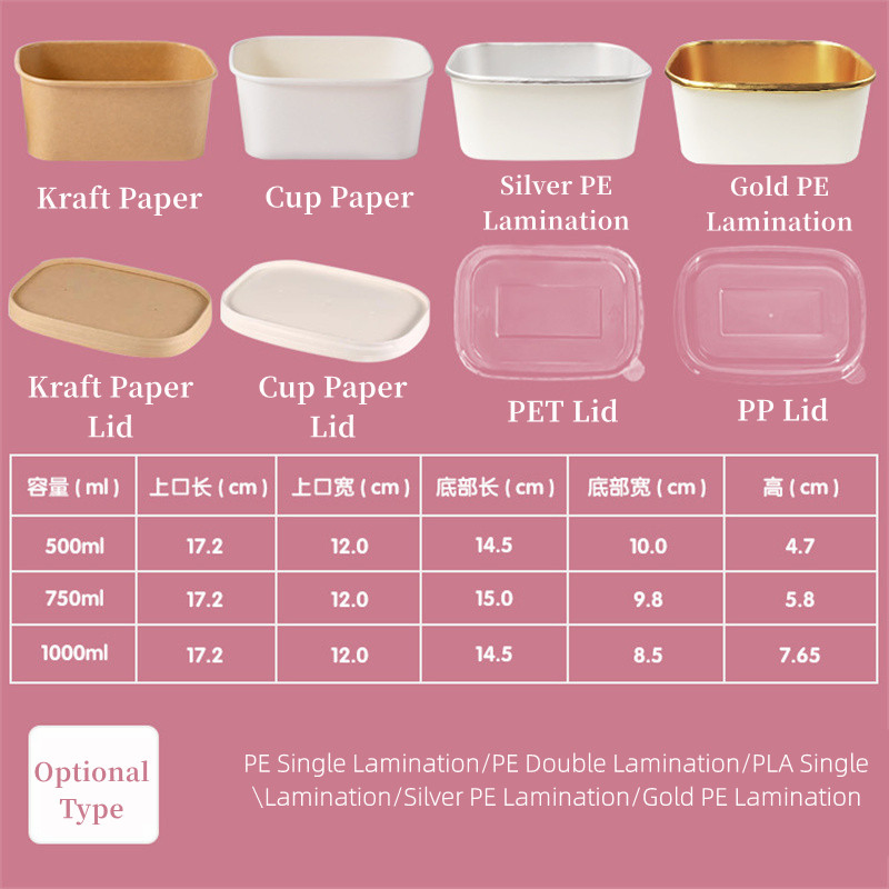 Caixas de Embalagem de Papel para Alimentos Container de Sanduíche Hambúrguer Salada com Tampa Fornecimento Personalizado