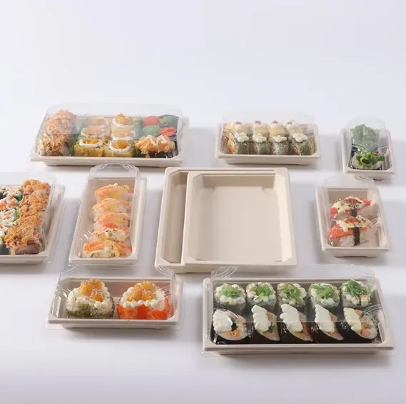 Bowl descartável para fast food, recipiente de papel kraft para embalagem de sushi