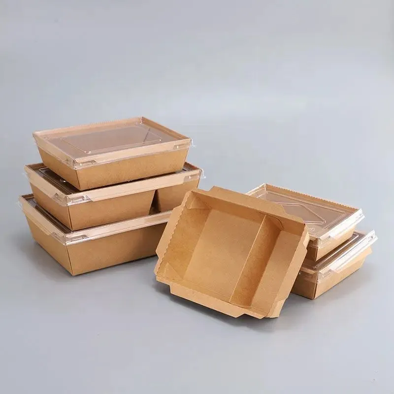 Container de Salada de Papel Kraft para Descarte para Viagem