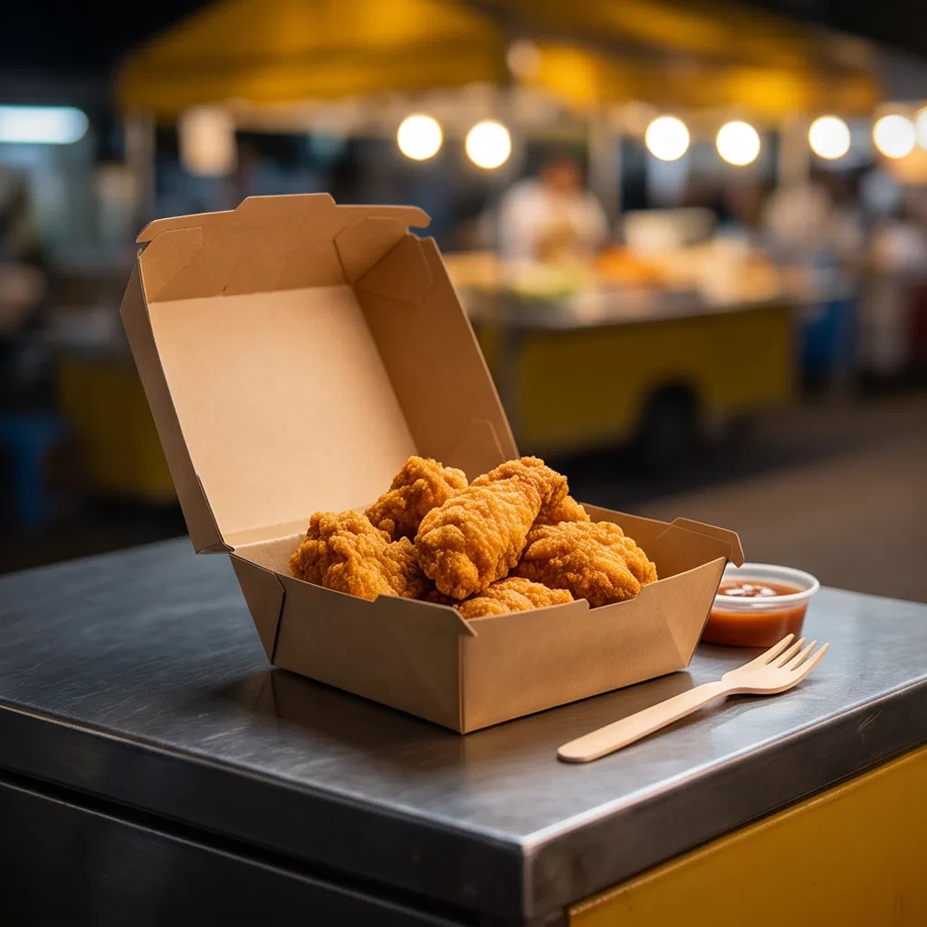 Caixa de papel kraft descartável em formato de concha para embalagem de comida para viagem e catering