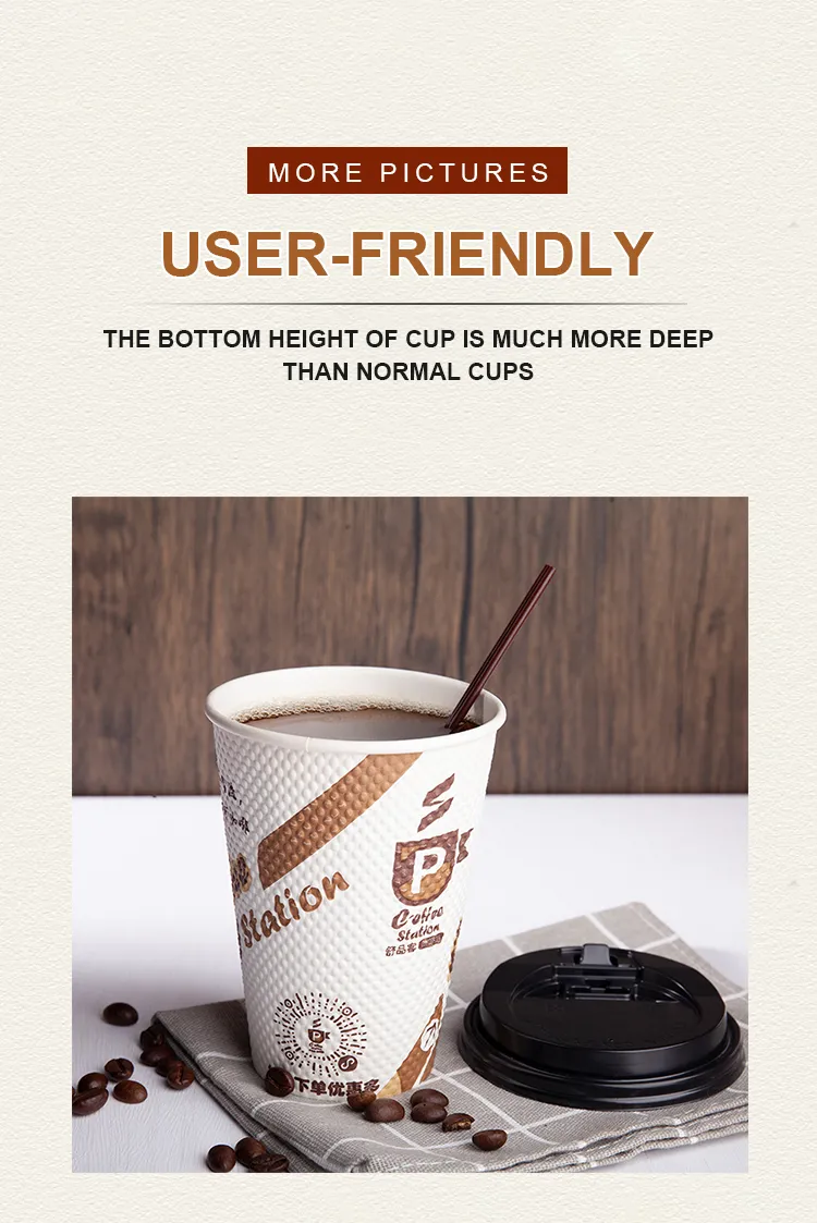 Copos de Papel Embossados Ecológicos Biodegradáveis Descartáveis para Bebidas Quentes e Frias Copos de Café