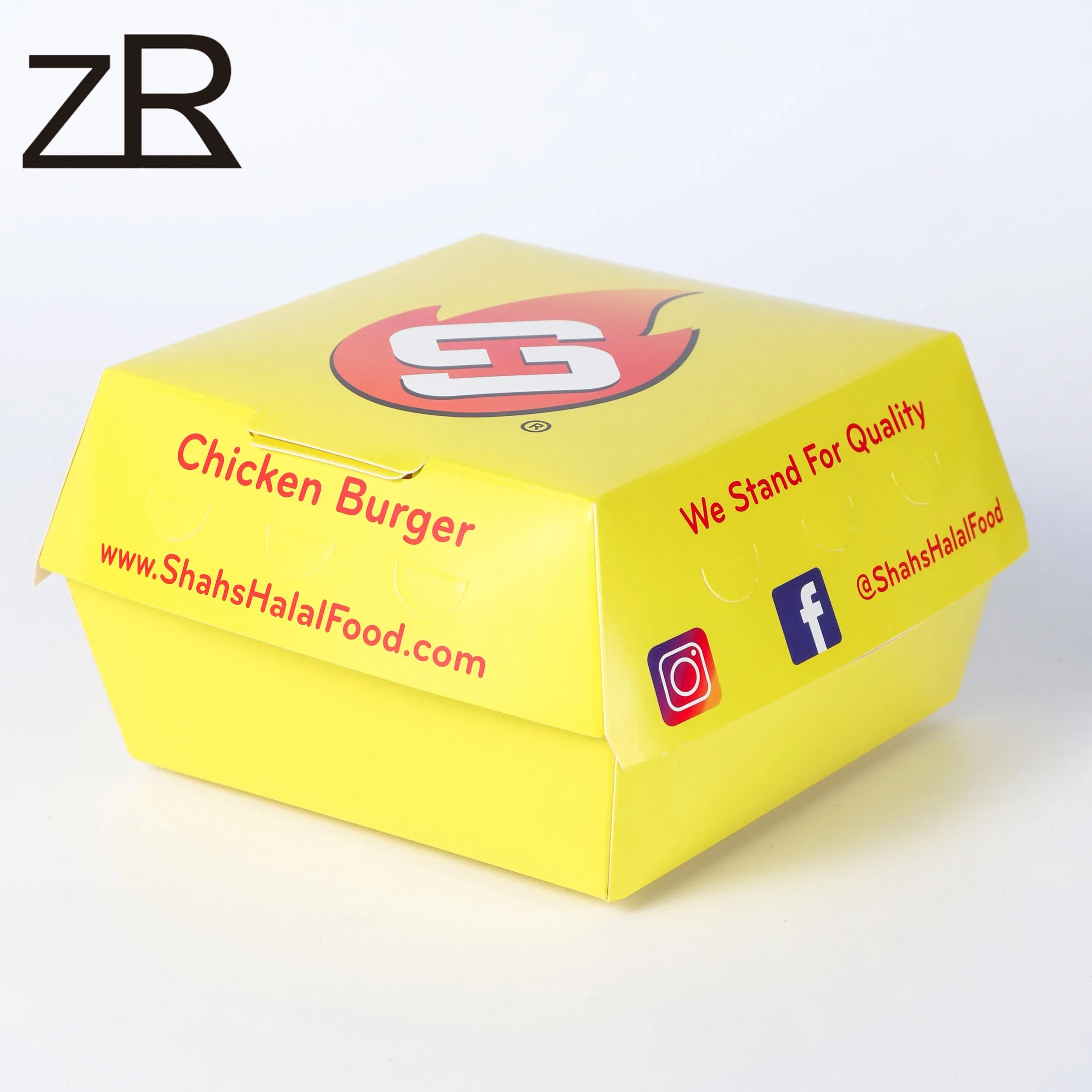 Caixas de Papel para Batatas Fritas Recicladas Impressas Personalizadas para Fast Food Embalagem de Hambúrguer Container para Levar Caixa de Comida