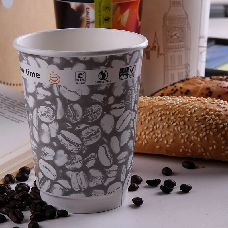 PE 22oz Copo de Papel Personalizado de Parede Simples com Tampa para Bebida Quente Fria
