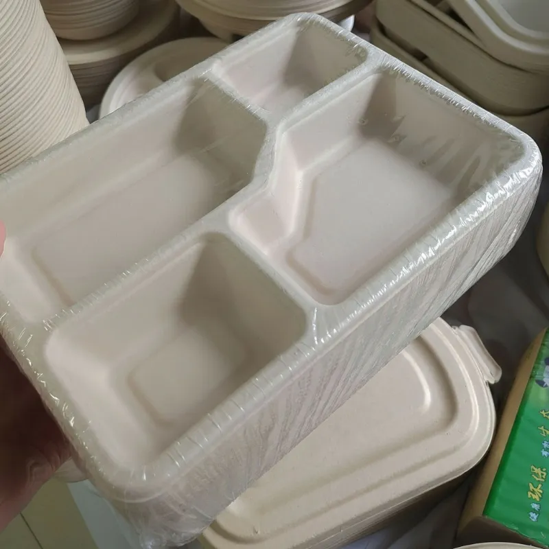 Caixa de Alimentos Descartável Biodegradável Compostável com Logotipo Personalizado Impressa Retangular Recipiente para Almoço Caixa de Almoço Cozinha Piquenique Caixa para Levar
