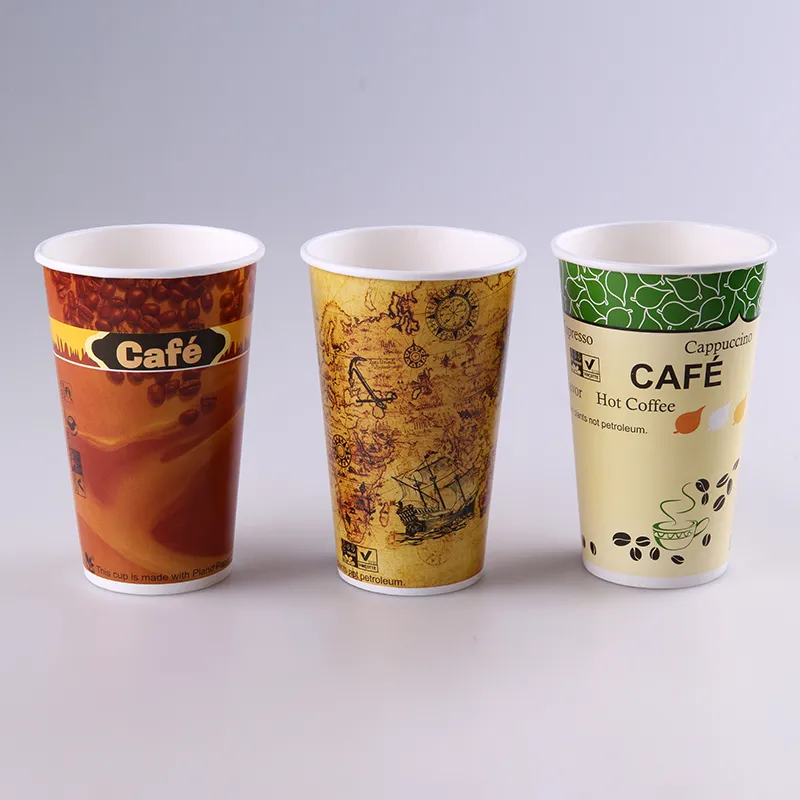 PE 22oz Copo de Papel Personalizado de Parede Simples com Tampa para Bebida Quente Fria