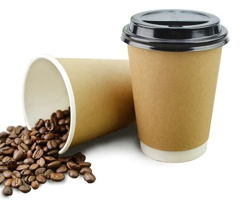 Copos de Papel Biodegradáveis 8oz Descartáveis para Café Quente com Tampa para Bebidas Quentes