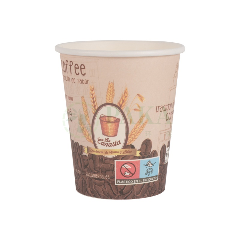 Copo de papel descartável de parede única para café, feito sob medida, compostável e biodegradável para bebidas quentes