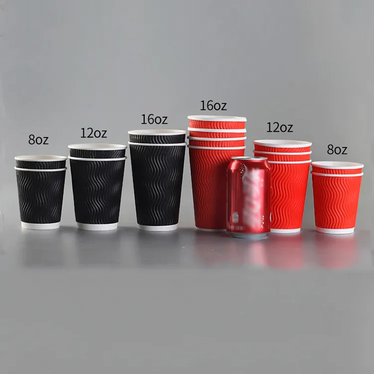 Copos de papel ondulado descartáveis e biodegradáveis para café, copos descartáveis para chá