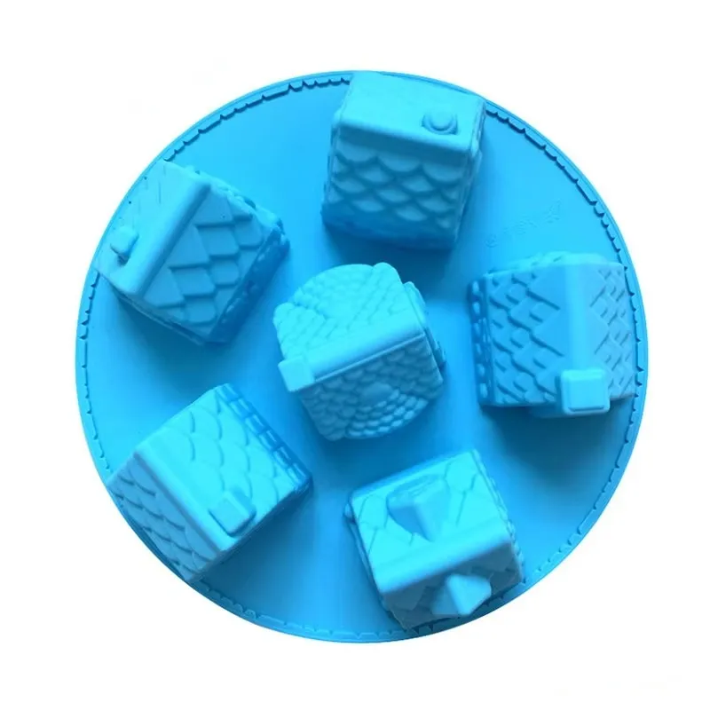 6-Cavity Forma de Bolo em Silicone em Forma de Casa Moldura de Sabão Moldura de Chocolate Alta Resistência à Temperatura