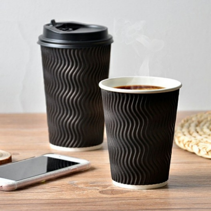 Copo de papel ondulado descartável biodegradável reciclável para bebidas em conformidade com a legislação da UE 10/2011