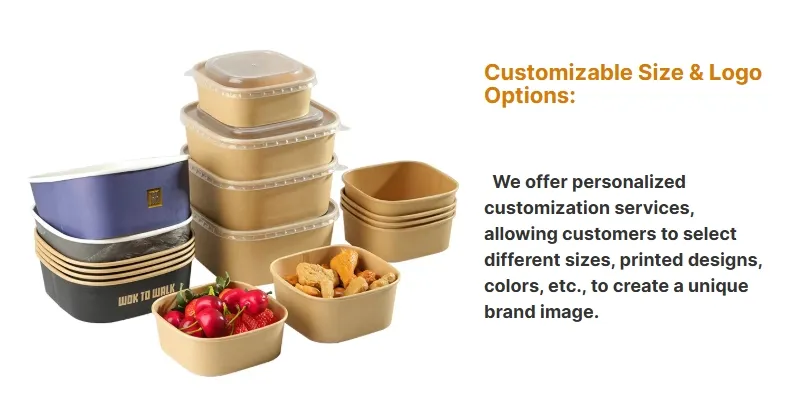 Bowl Quadrado de Papel Kraft Marrom Ecológico para Alimentos