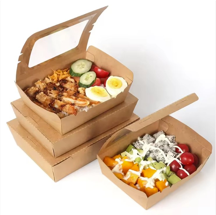 Caixa de Embalagem para Salada de Alta Qualidade, Ecológica, Descartável, de Papel Kraft