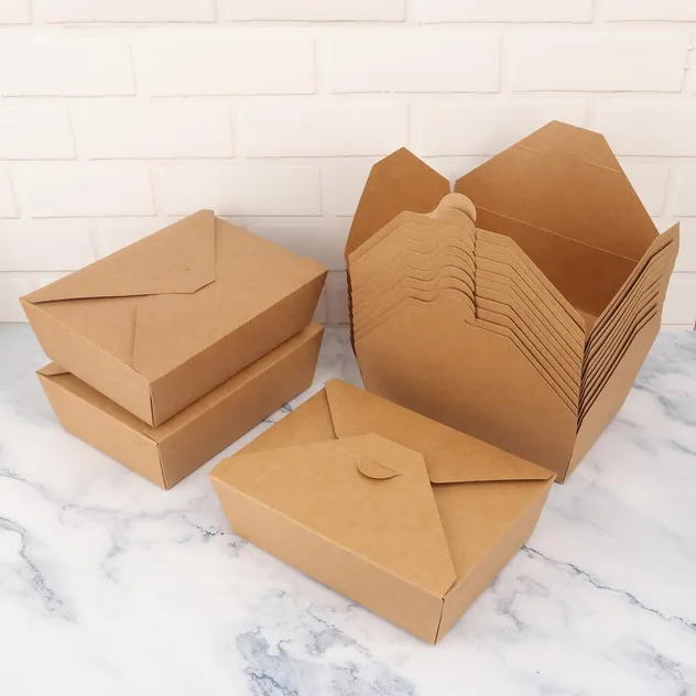 Container de Papel Kraft Ecológico para Comida para Viagem