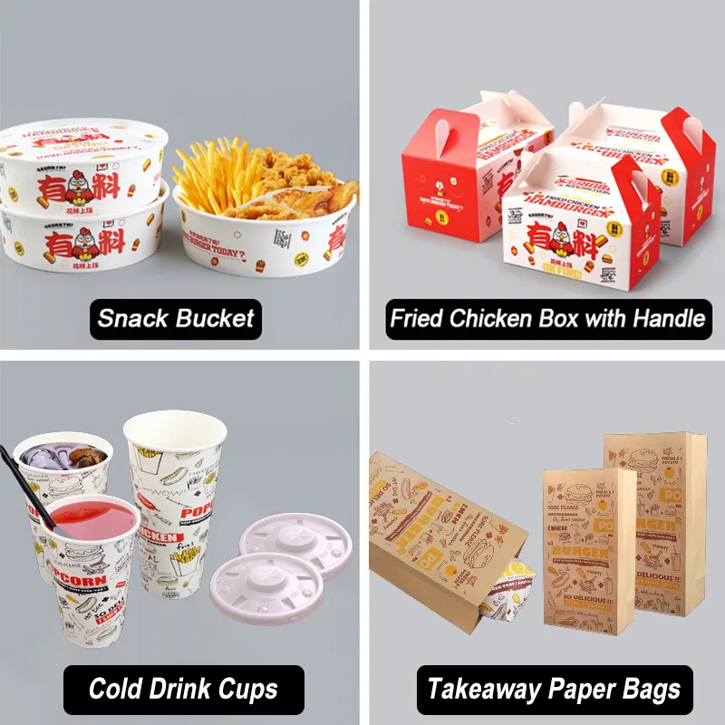 Caixa de embalagem de papel para hambúrguer biodegradável para fast food, opções de fornecimento personalizadas para container de entrega
