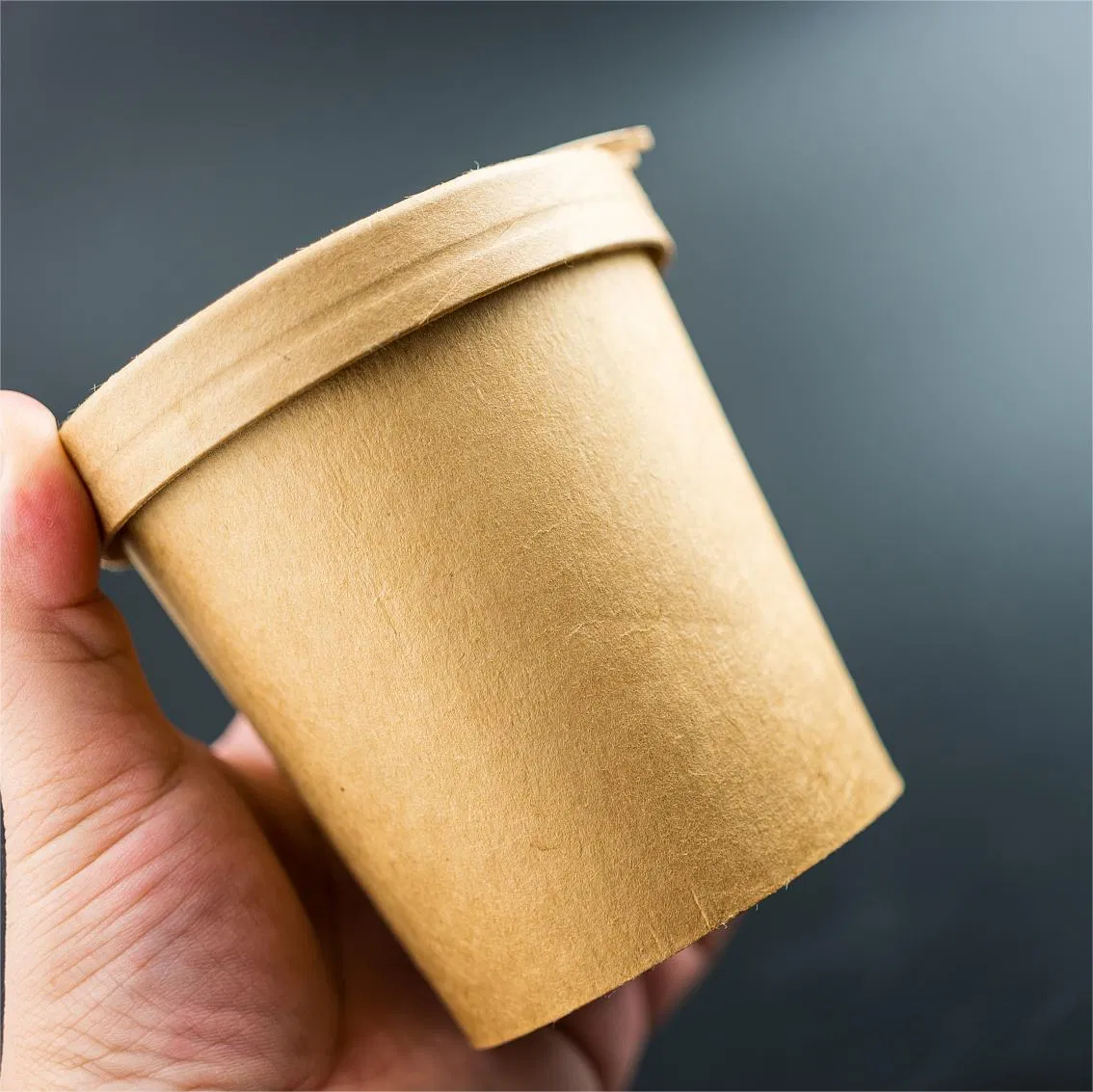 Bowl de sopa quente de noodle descartável compostável biodegradável de papel kraft branco com tampa de PP