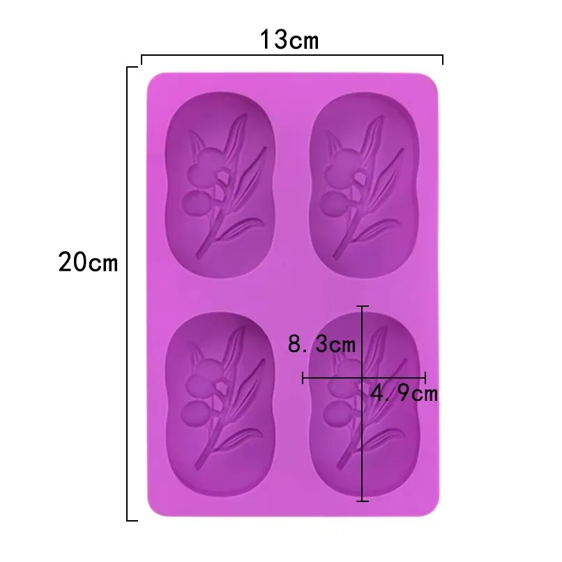Molde de Silicone para Sabão 4-Hole Molde Oval de Azeite em Silicone para Bolo, Molde de Silicone para Velas, Molde para Fazer Sabão