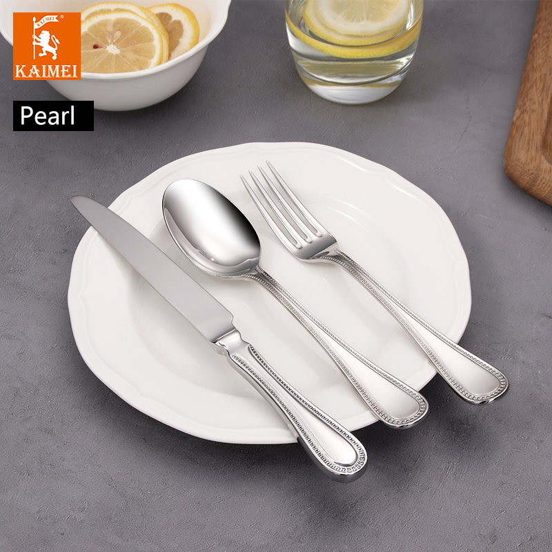 Inovador Cabo de Gravação 304 Aço Inoxidável Utensílios de Cozinha com Colher, Garfo e Faca com Certificação FDA/LFGB/SGS/UE