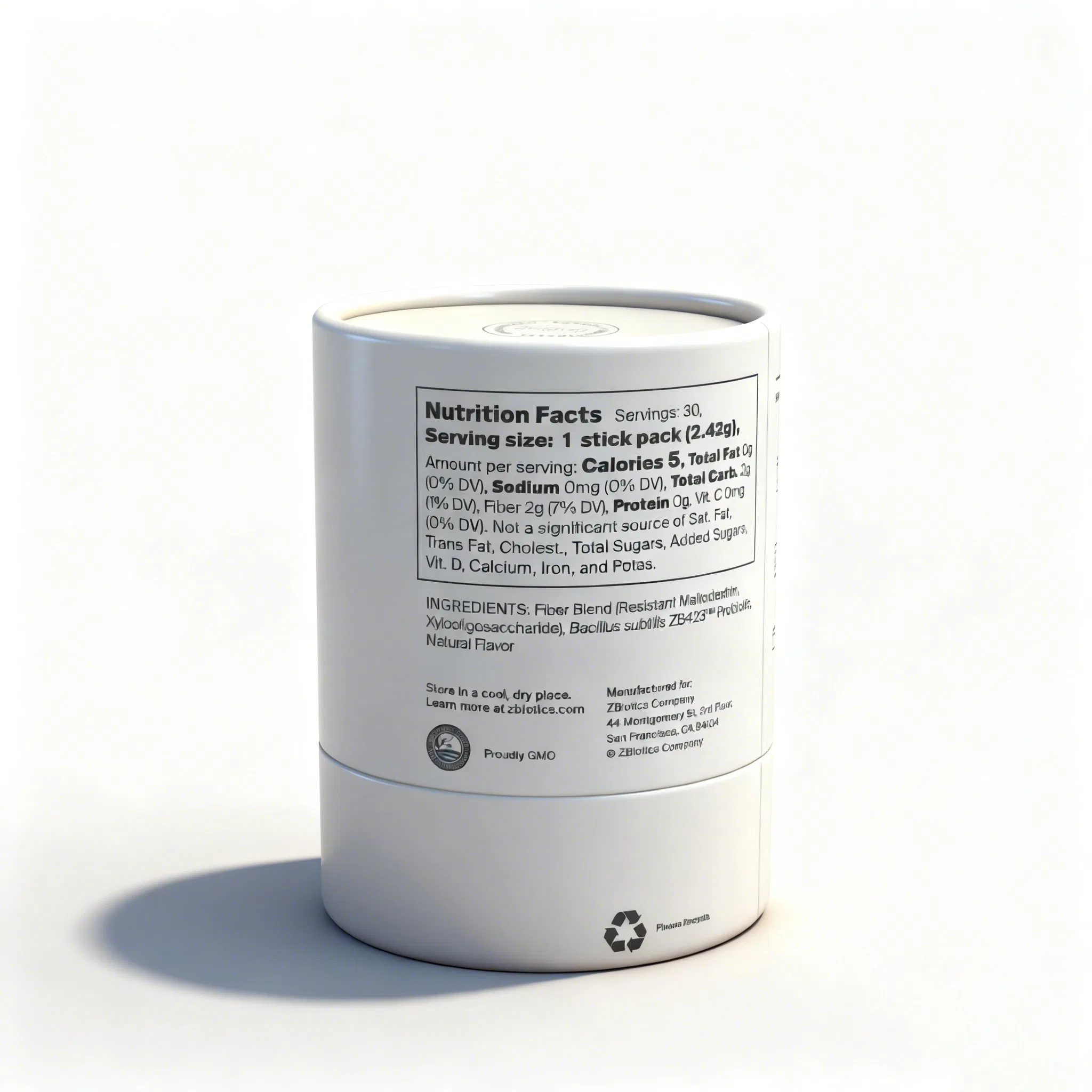 Embalagem ecológica impressa em CMYK personalizada com canister redondo selado de forma segura para pó de proteína em tubo de papel