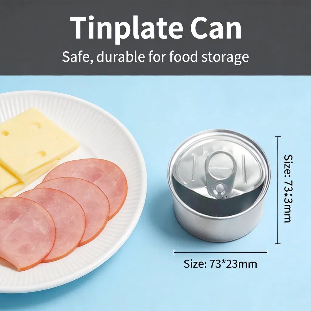 Lata de Metal com Abertura Fácil em Tinplate 73 *23mm Embalagem de Grau Alimentício para Bolos, Sobremesas e Carnes com Impressão em Cores Especiais CMYK