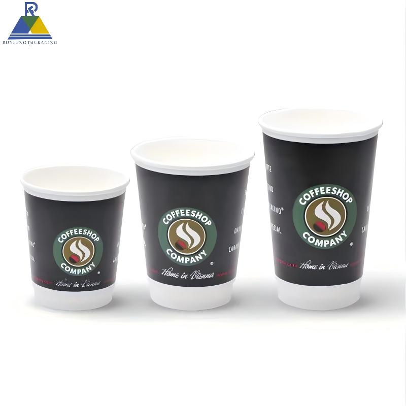 Copos de Papel Personalizados Descartáveis 16oz Impressos com Dupla Parede e Tampas para Bebidas Quentes e Frias