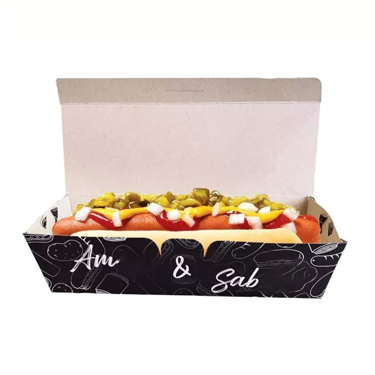 Salsicha Takeout Design personalizado Hot Dog embalagem Box Takeout Food Caixa com tampa