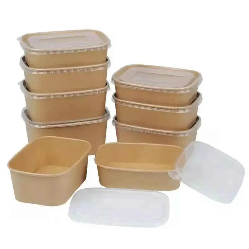Container de Salada de Papel Kraft para Descarte para Viagem