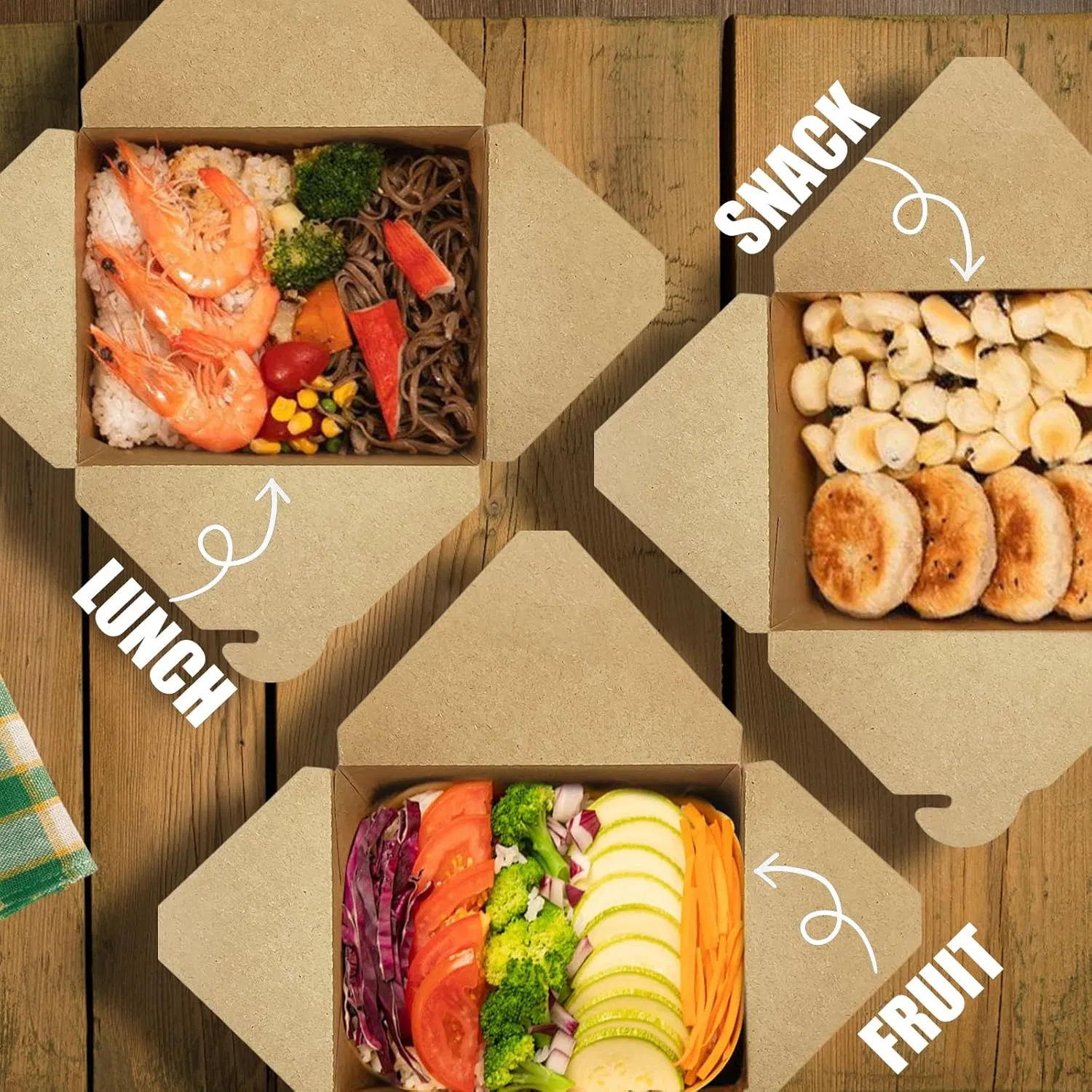 Container de Papel Kraft Ecológico para Comida para Viagem