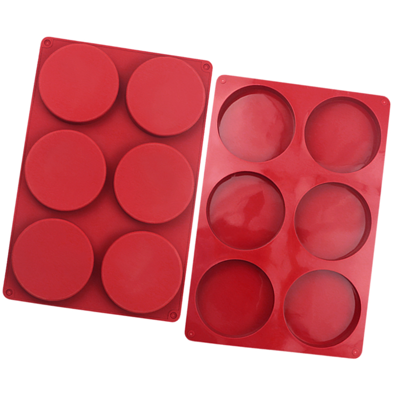 6-Hole Grande Molde de Silicone Circular para Bolo, Molde de Silicone para Velas, Molde para Fazer Sabão