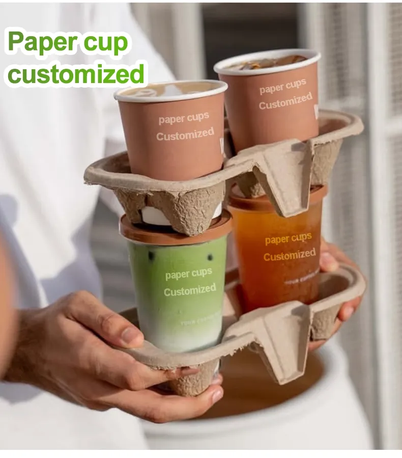 Copos de papel biodegradáveis personalizados com logotipo, ecológicos e impressos em grande quantidade para bebidas quentes e frias, café