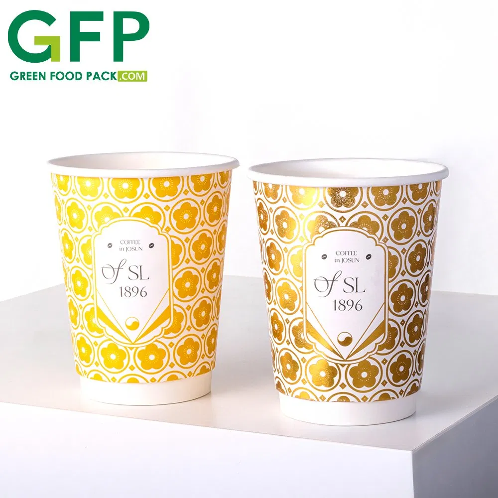 Copos de Papel com Flor Eco Descartáveis para Levar Chá Café Único Copo de Papel para Bebidas Quentes e Frias