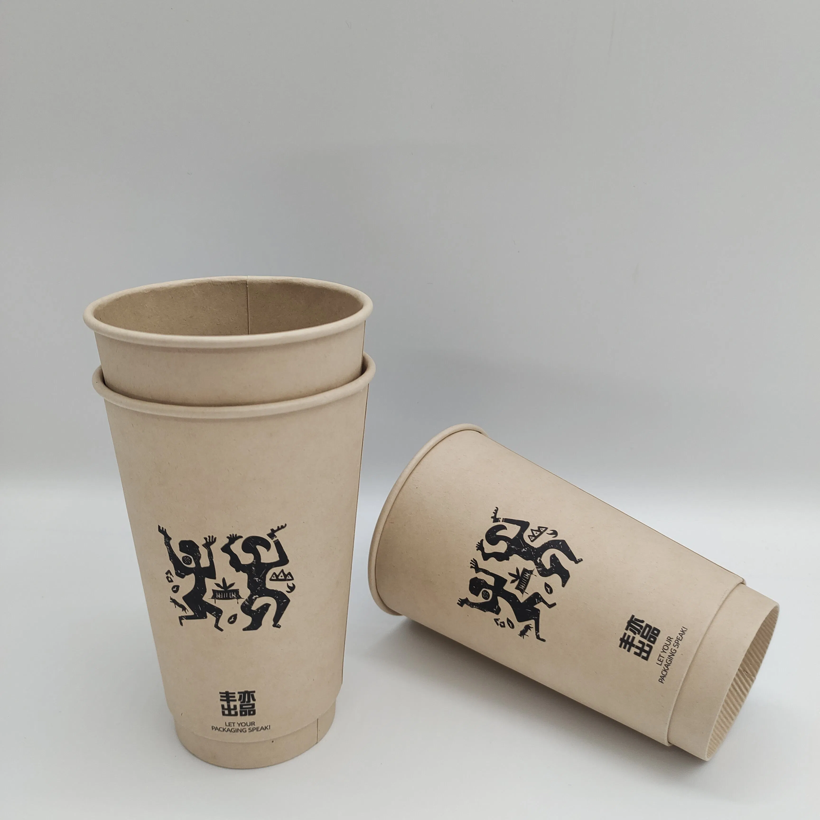 Levar Copos de Papel Descartáveis Personalizados Ecológicos da China para Bebidas Quentes e Frias Duplos e Simples Atacado com Tampas 4oz-16oz