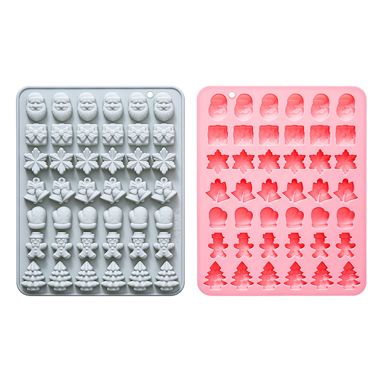 42-Piece Conjunto de Moldes de Silicone Temáticos de Natal, Incluindo Papai Noel, Flocos de Neve, Luvas, Árvores e Mais para Assar Bolos