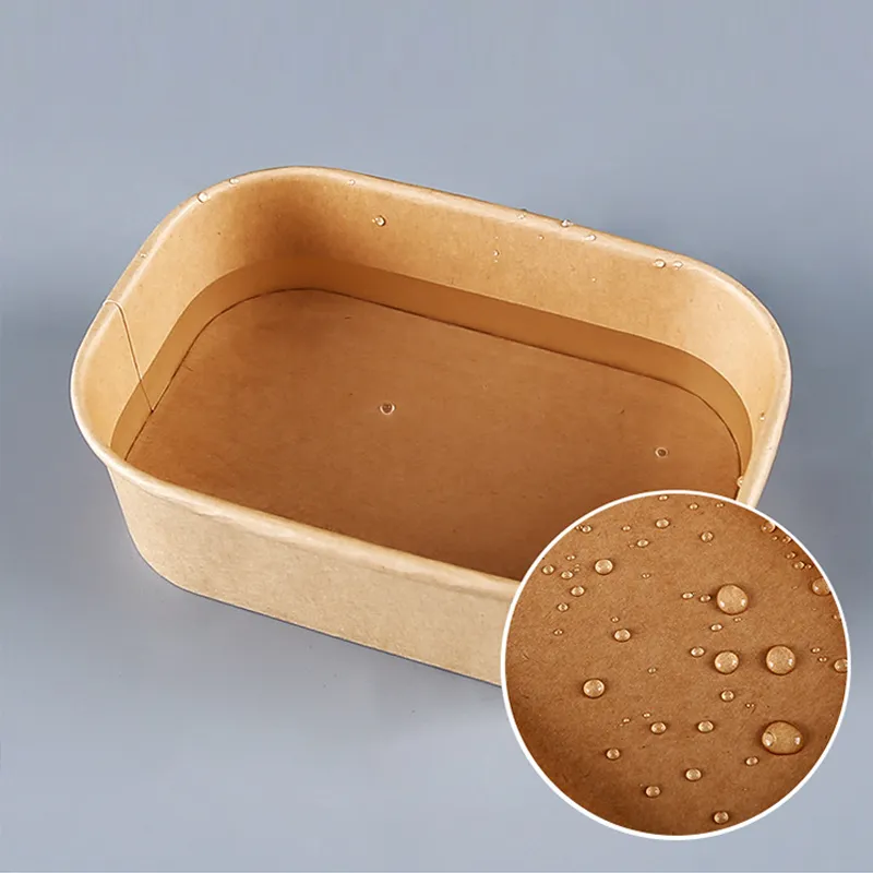 Papel descartável Kraft Rectangle tigelas Fast Food caixa de embalagem de salada