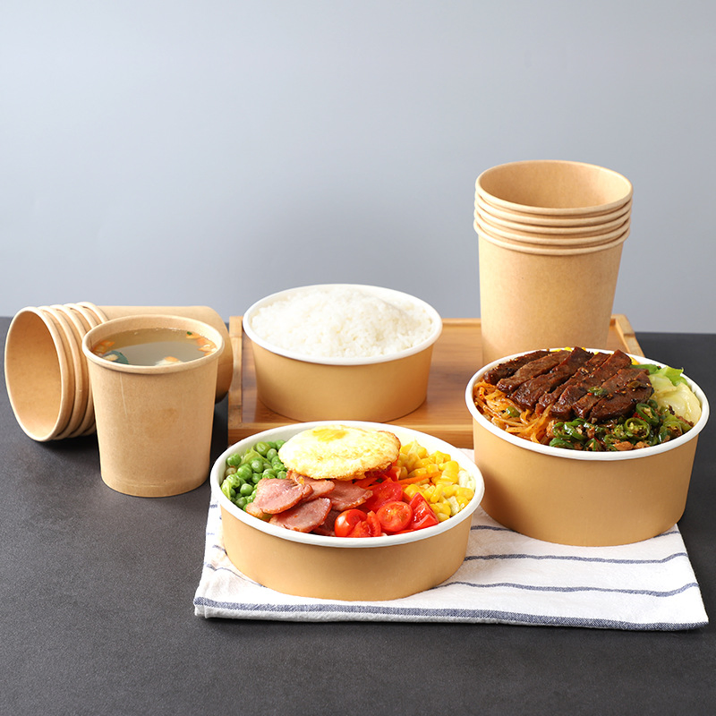 Embalagem de comida rápida ecológica personalizada em papel grau alimentício descartável para restaurantes e entregas