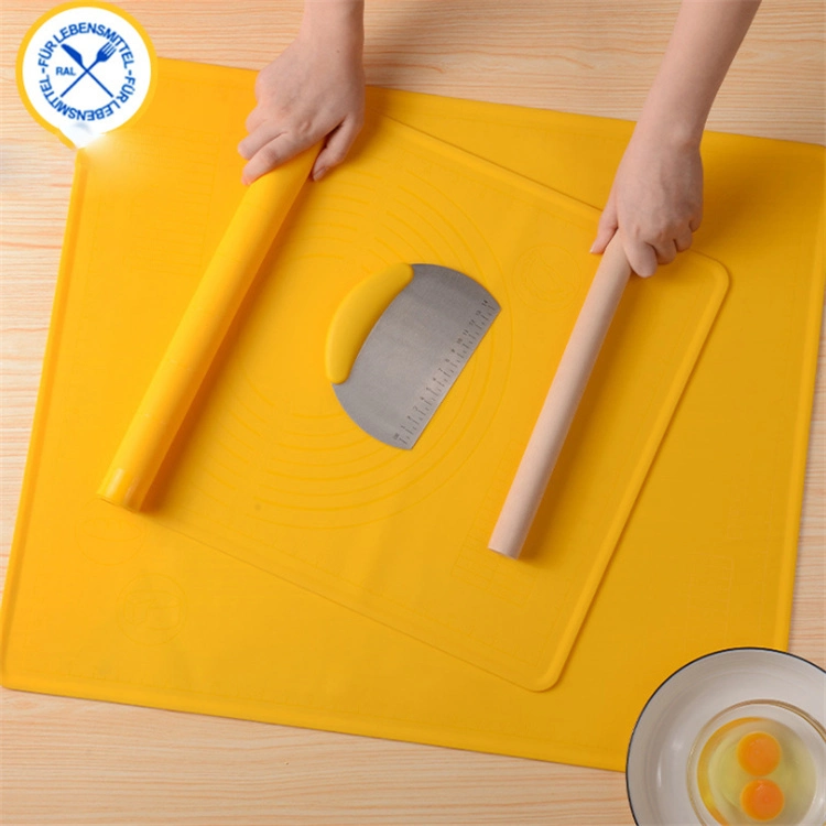 Tapete de Silicone Antiaderente Seguro para Assar, Matriz de Farinha com Conjunto de Rolo e Espátula