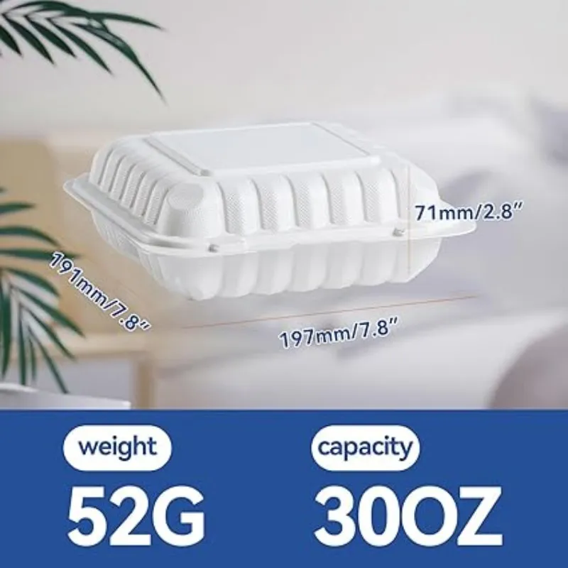 Caixa de Hambúrguer Branca de Célula Única 8-Inch para Fast Food para Viagem