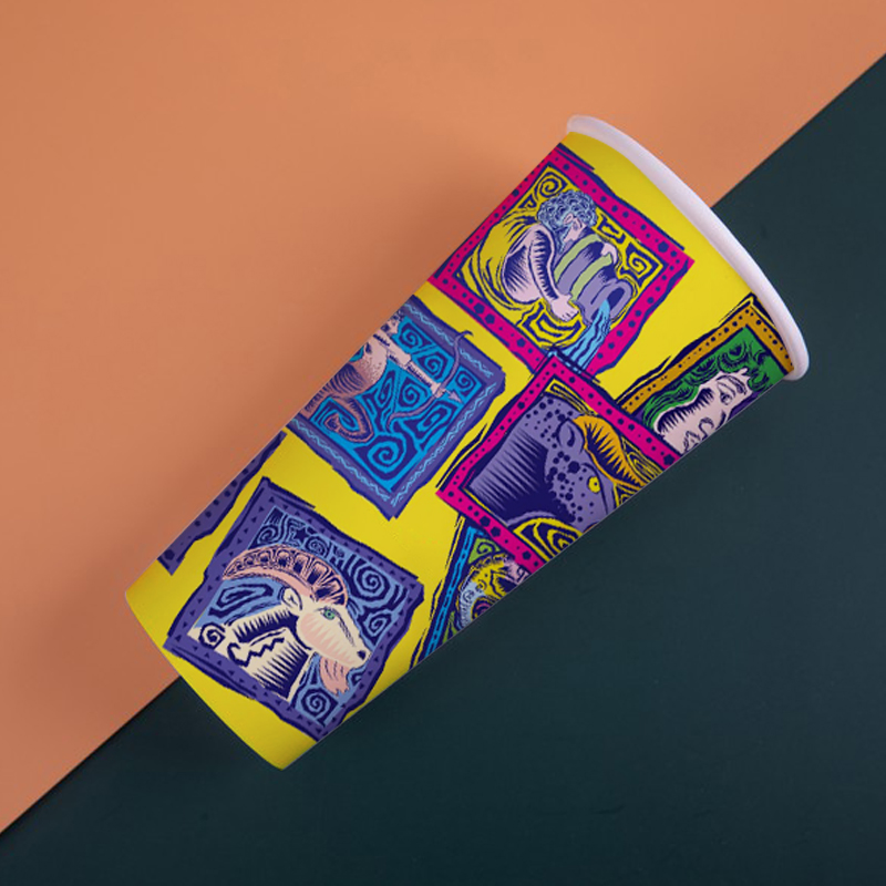 PE 22oz Copo de Papel Personalizado de Parede Simples com Tampa para Bebida Quente Fria