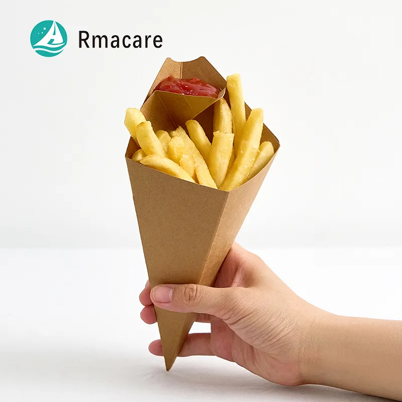 Caixas de papel kraft personalizadas para sushi, batatas fritas, ovos, fast food