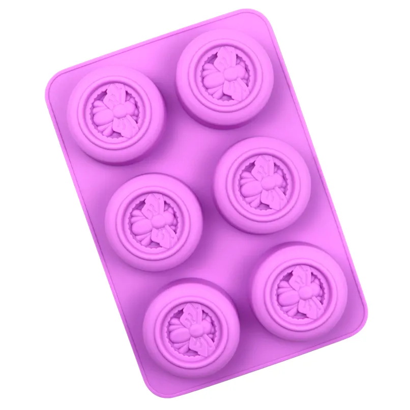 6-Hole Molde de Silicone em Forma de Mel, Molde de Silicone para Velas, Molde para Fazer Sabão