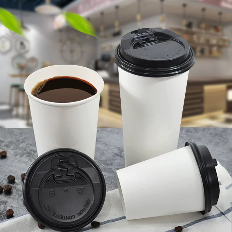 Copos de papel de bambu fibra de bagasse PLA à base de água compostáveis, descartáveis e ecológicos para café com tampa para copo de café, copo de chá, copo para beber