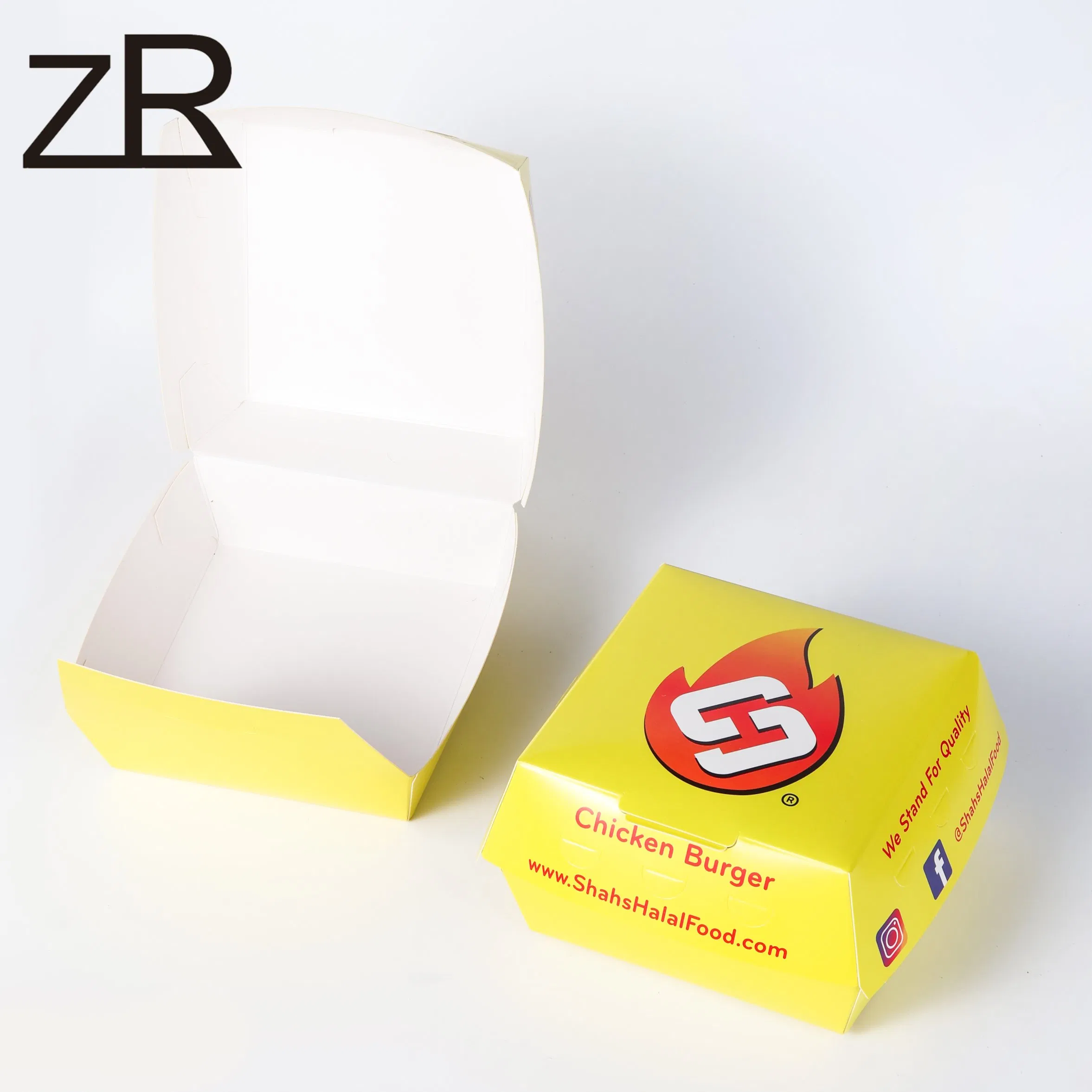 Caixas de Papel para Batatas Fritas Recicladas Impressas Personalizadas para Fast Food Embalagem de Hambúrguer Container para Levar Caixa de Comida