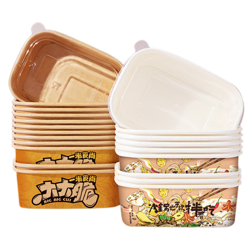 Caixas de Embalagem de Papel para Alimentos Container de Sanduíche Hambúrguer Salada com Tampa Fornecimento Personalizado