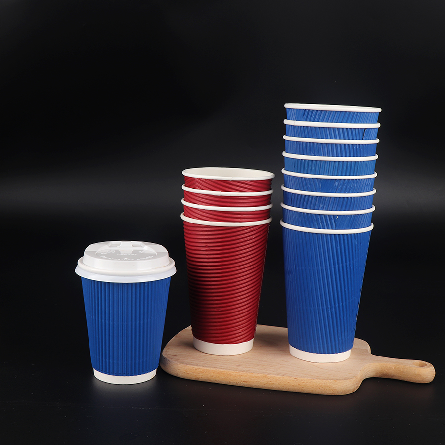Copo de Papel com Parede Ripple Personalizado para Bebidas Quentes e Frias Descartável 8oz 12oz com Tampa