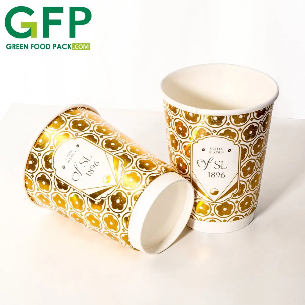 Copos de Papel com Flor Eco Descartáveis para Levar Chá Café Único Copo de Papel para Bebidas Quentes e Frias