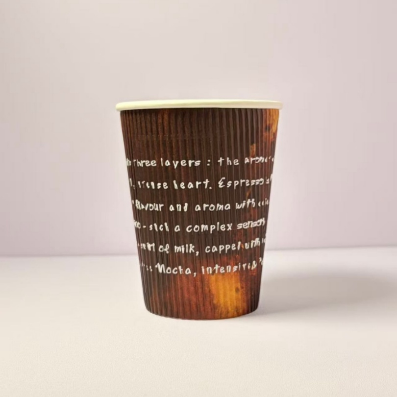 Copo de papel ondulado descartável biodegradável reciclável para bebidas em conformidade com a legislação da UE 10/2011