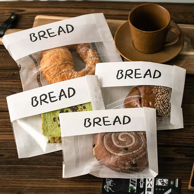 Embalagem de Pão de Padaria à Prova de Óleo por Atacado com Janela, Saco de Papel Kraft Revestido de Cera Personalizado para Pão Pequeno