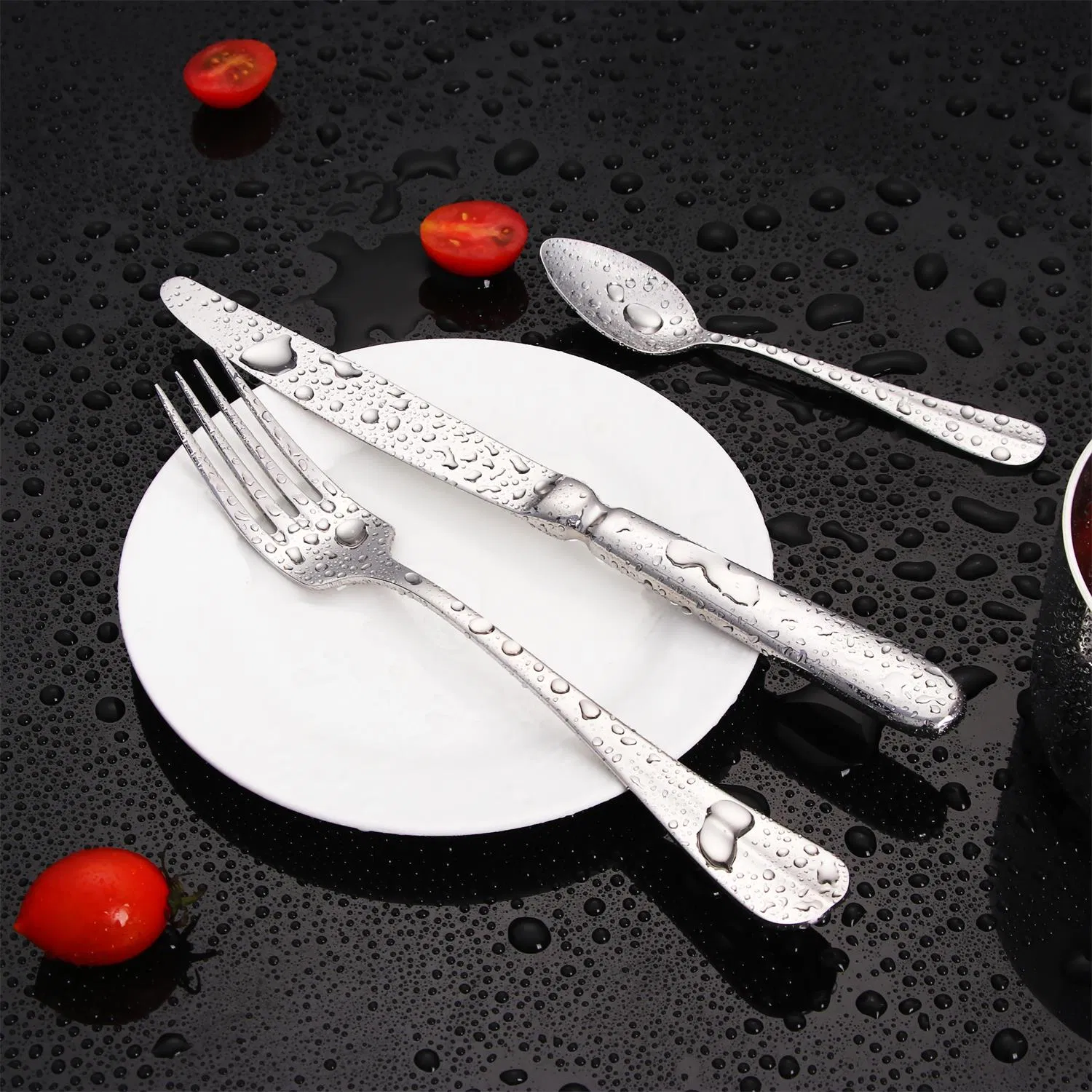 Conjunto de Talheres de Aço Inoxidável Decorativos para Casamento e Festa por Atacado