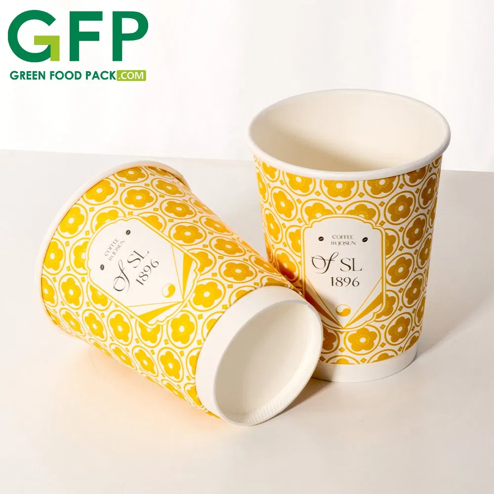 Copos de Papel com Flor Eco Descartáveis para Levar Chá Café Único Copo de Papel para Bebidas Quentes e Frias