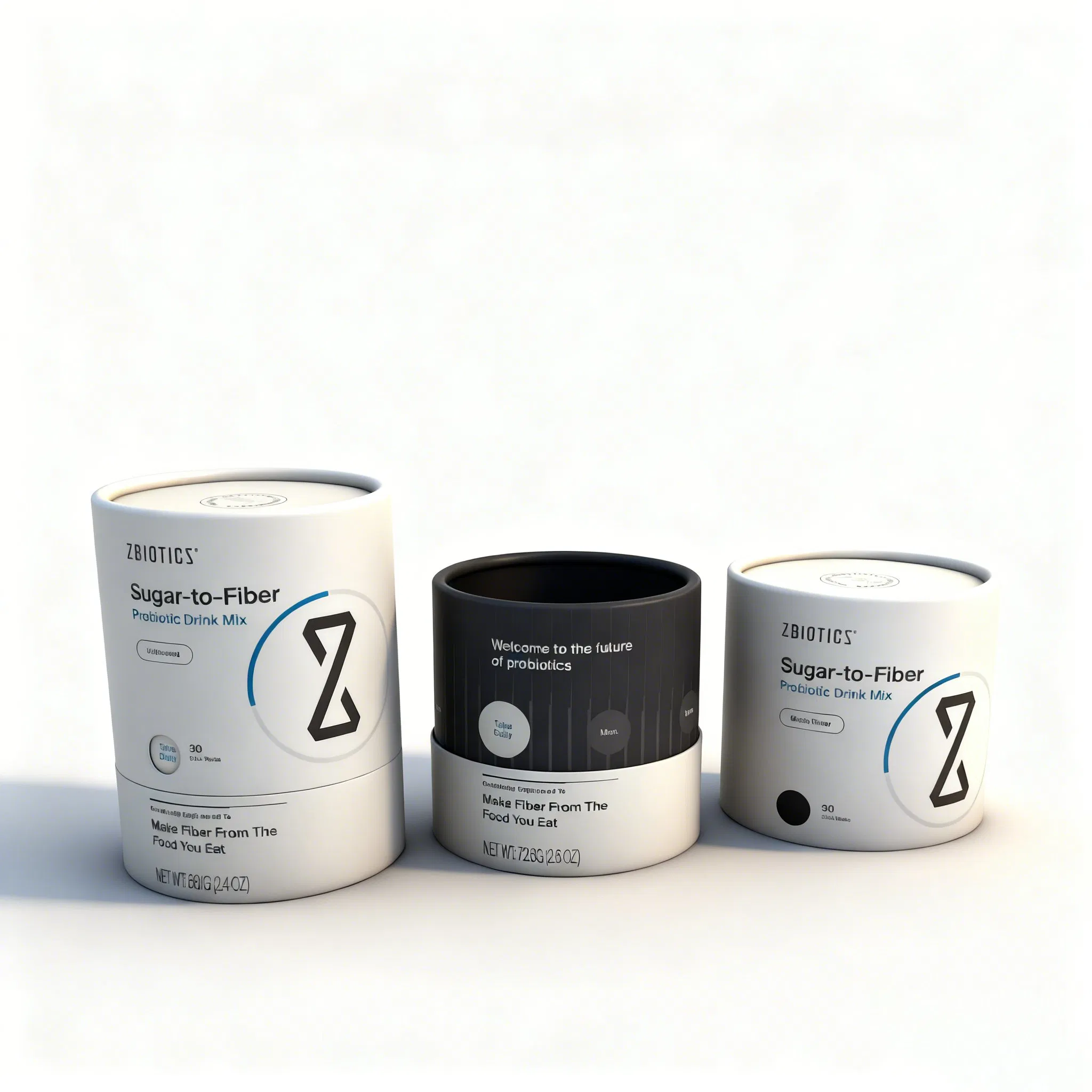 Embalagem ecológica impressa em CMYK personalizada com canister redondo selado de forma segura para pó de proteína em tubo de papel